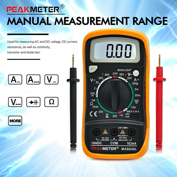 New MAS830L Digital LCD Multimeter AC DC Voltage DC Current Resistance Voltmeter Ammeter OHM Volt Tester Meter Free Shipping