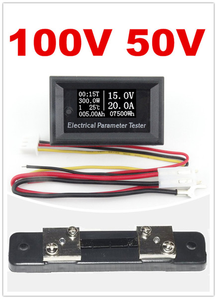 new 7in1 dual range 100v 50A electrical meter Time capacity voltmeter Ammeter + 50A 75mv Shunt Resistor