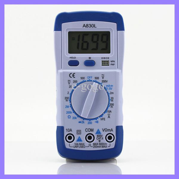 Pocket DMM Digital Multimeter A830L Ammeter Multitester Voltmeter Megohmmeter Ohmmeter hFE Current Tester with LCD Backlight