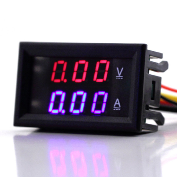 Wholesale-1pc High Quality DC 100V 10A Voltmeter Ammeter Blue + Red LED Amp Dual Digital Volt Meter Gauge