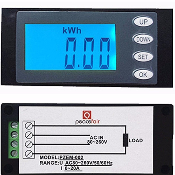 20A AC Digital Voltmeter LED Panel Power Meter Monitor KWh Time Watt Volt Ammeter Tester Tools