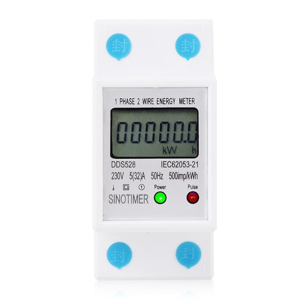 Home LCD Digital Display Power Consumption Meter Single Phase Energy Meter Watt Wattmeter kWh 230V AC 50Hz Electric Din Rail