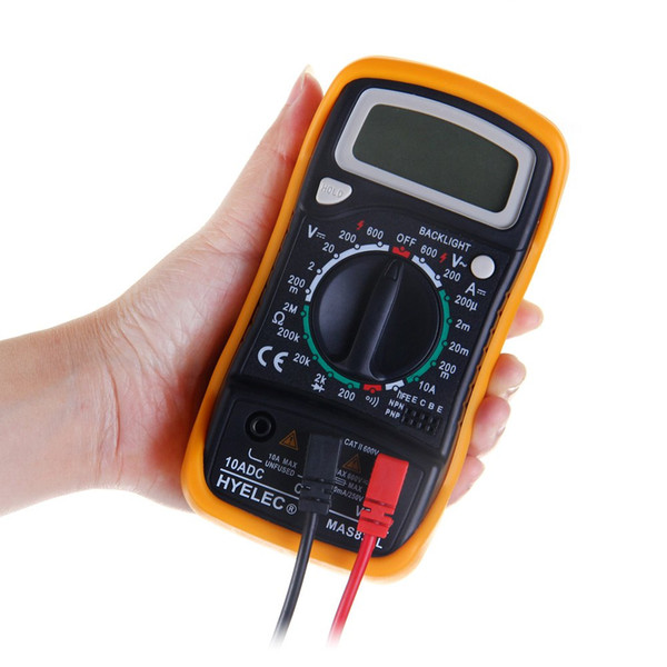 HYELEC MAS830L Manual Ranging Digital Multimeter AC DC Voltmeter Ohmmeter Tester with Backlight Display <$18 no tracking