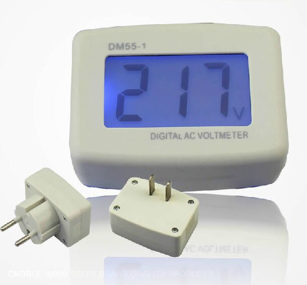 80-300V LCD AC Digital Voltage meter Voltmeter Switch EURO 2 Round Plug Volt Power Monitor AC Panle Meter blue backlight