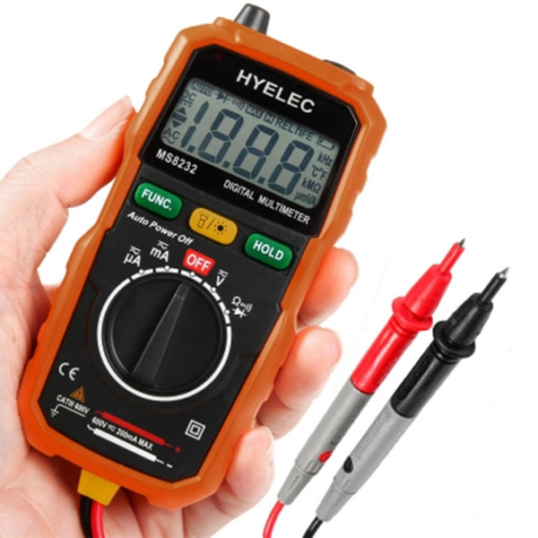 Hot Sale Non-Contact Mini Digital Multimeter DC AC Voltage Current Tester HYELEC MS8232 Ammeter Multitester Free shipping