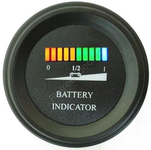 Round LED Battery Charge Indicator meter battery level indicator For Golf Cart, boat, forklift, mower 12V 24V 36V 48V 60V 72V 84V 96V