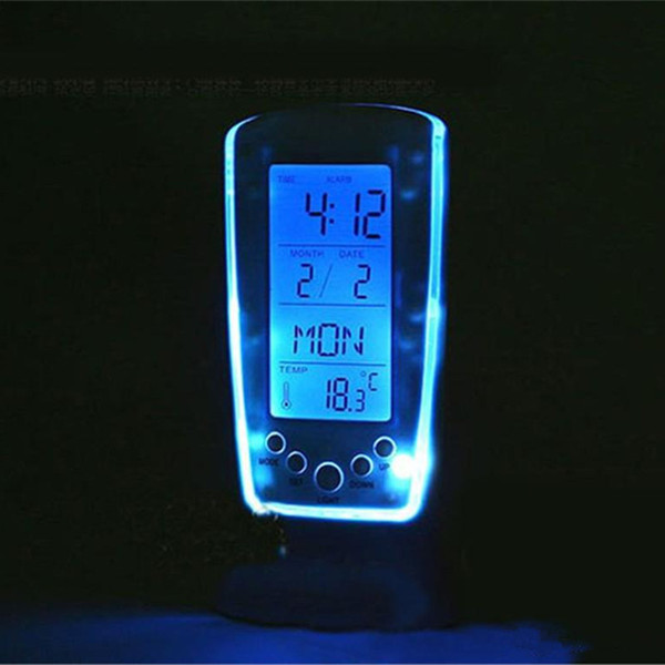 Digital Thermometer Clock LCD Alarm Calendar LED Backlight Desktop Clocks with Blue Backlight Blue Music Alarm Clock Led Alarm Clock Best