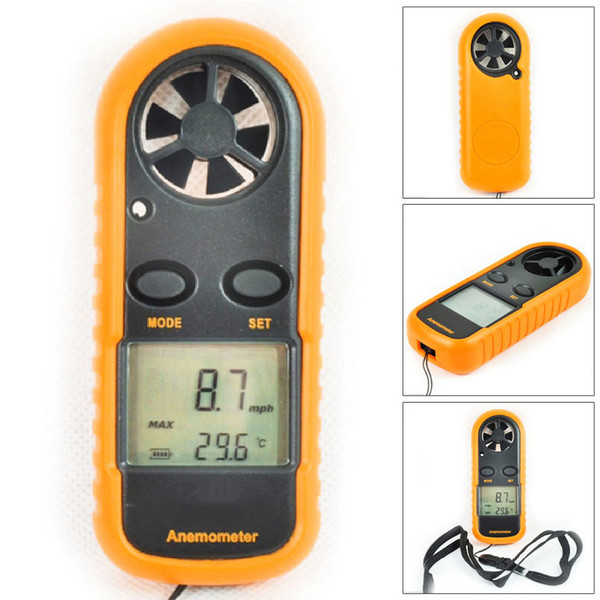 Mini Digital Hand-held Anemometer Thermometer Wind Speed Gauge Meter 30m/s Windmeter Wind Speed Measuring Instrument