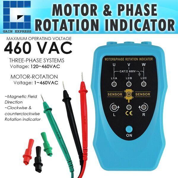 E04-035 Phase Sequence and Motor Rotation Conveyors Pump Magnetic Field Direction Portable Tester Meter Tool 120~460VAC