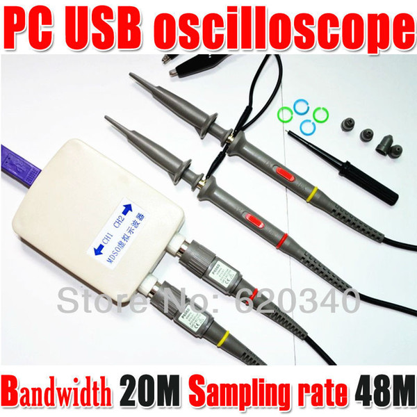 MDSO PC USB oscilloscope kit Virtual oscilloscope analog oscilloscope Bandwidth 20M Sampling rate 48M With dual probe order<$18no track