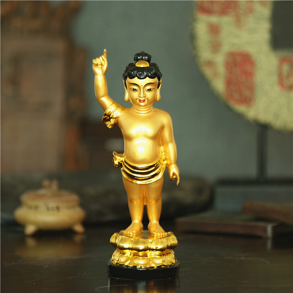 Shenzhen resin handicrafts factory wholesale gold plated custom painted Prince Buddha Buddha small bath that day