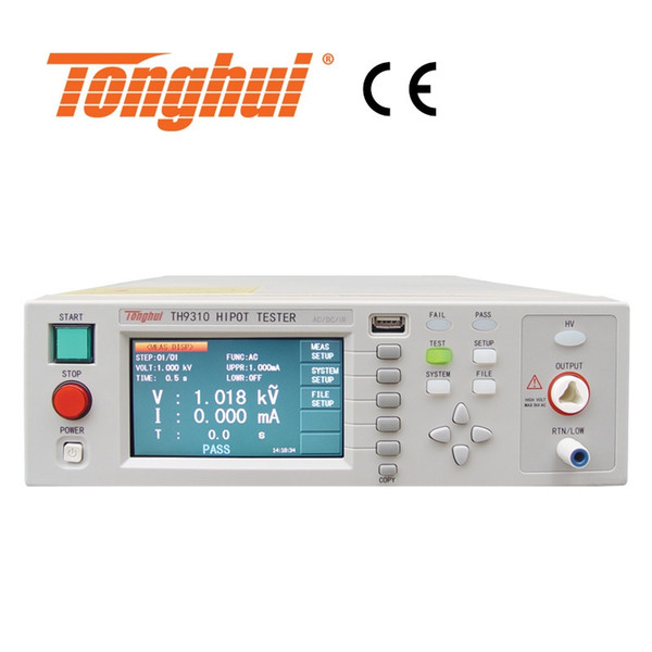 CE Approval AC/ DC withstanding voltage/insulation resistance tester TH9310, AC:5kV/10mA; DC:6kV/5mA, TFT-LCD display