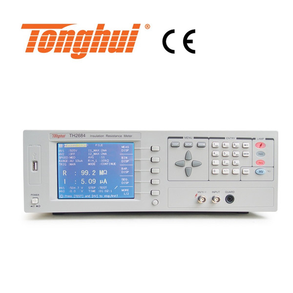 CE Approval High Precision IR Tester TH2684 with LCD Display, Measurement voltage 10V-500V, dual-output, Measurement range 10k to 50T