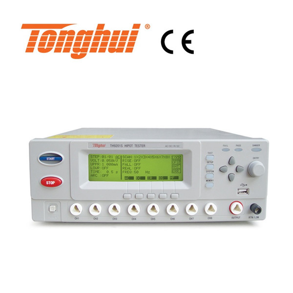 CE Approval 8-channel scanning AC/DC withstanding voltage & insulation tester TH9201S, Current test range AC 0.1mA - 30mA DC 0.01mA - 10mA