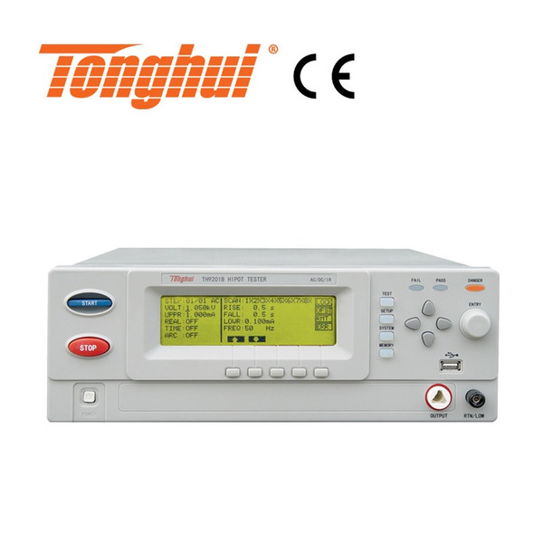 CE Approval AC/DC Withstanding Voltage& Resistance Tester TH9201B, Current test range AC 0.1mA - 20mA DC 0.01mA - 5mA