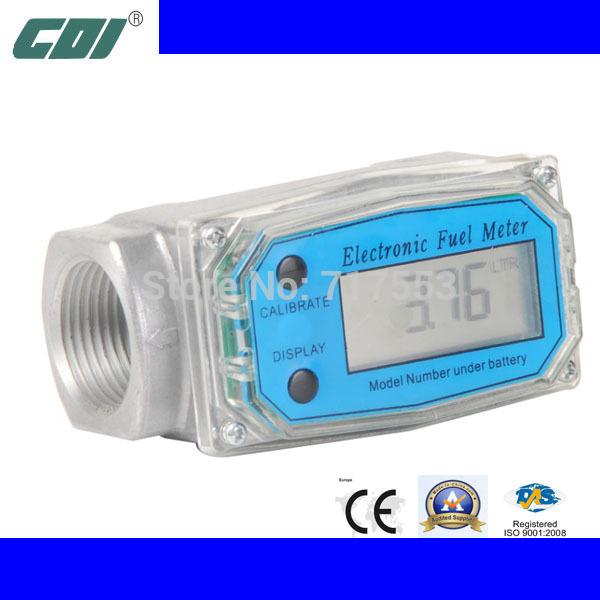 CDI-C04 1 inch blue aluminum turbine digital measuring diesel flow meter for counting fuel volume