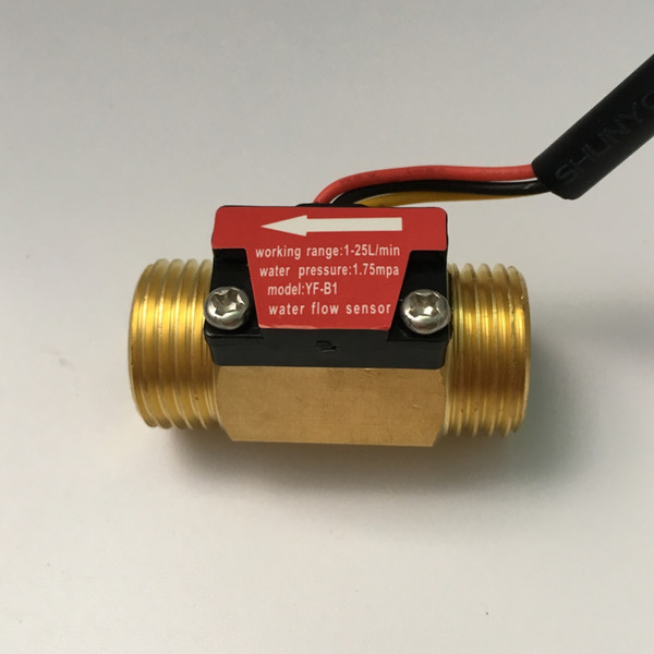 Brass Copper YF-B1 Water Flow Sensor 1.75Mpa G1/2 Pulse Hall Flow Meter Switch 1-25L/Min