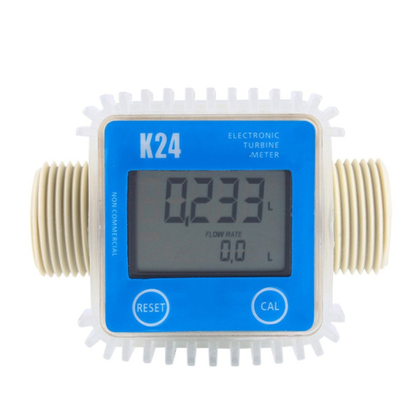 1 Pcs K24 Lcd Turbine Digital Fuel Flow Meter Widely Used For Chemicals Water Blue