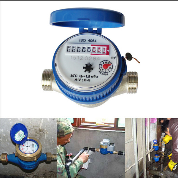 Wholesale-Single Flow Dry Cold Water Table 15mm Garden & Home Water Meter With Free Fittings