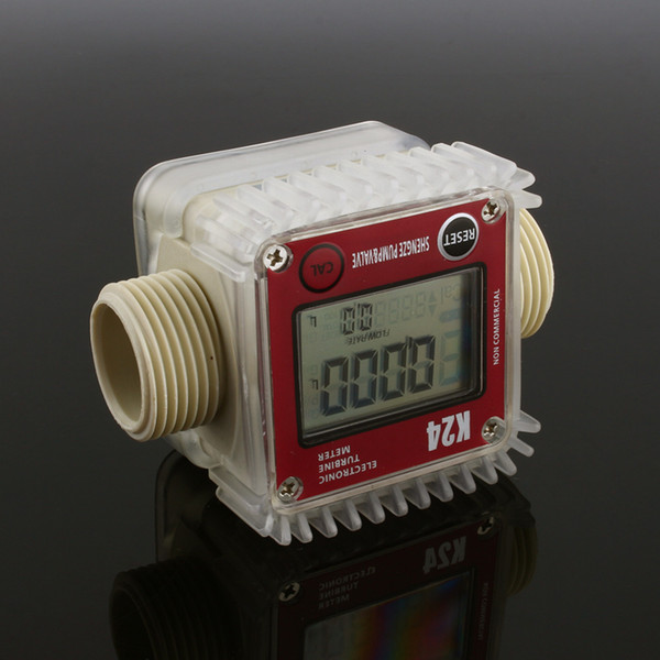 Digital LCD K24 Turbine Diesel Fuel Flow Meter for Chemicals Water Sea Adjust Liquid Flow Meters Measuring Tools Red Blue