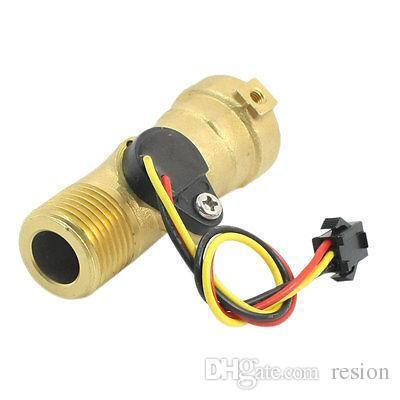 Wholesale-1-30L/min G1/2 Threaded Brass Body Wired Hall Luquid Water Flow Sensor Flowmeter SEN-HZ21FB2