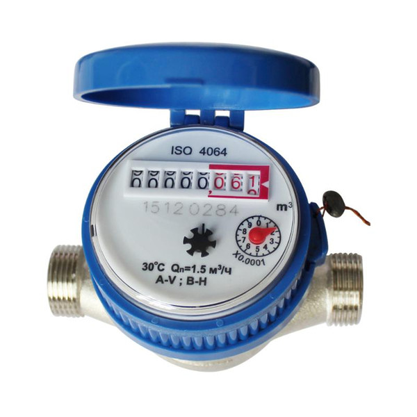 360 Degree Freely Adjustable Rotary Counter 15mm 1/2 inch Cold Water Measuring Meter for Garden & Home Using with Free Fittings