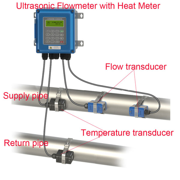 TUF-2000B Wall Mounted Ultrasonic Heat Meter Flowmeter liquid flow meter RS485 Modbus for industrial control