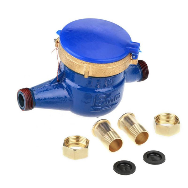 1 Set DN15 Garden Home Plastic Cold Water Meter Blue Single Water Flow Dry Table Measuring Tool 360 Rotary Counter Watermeter