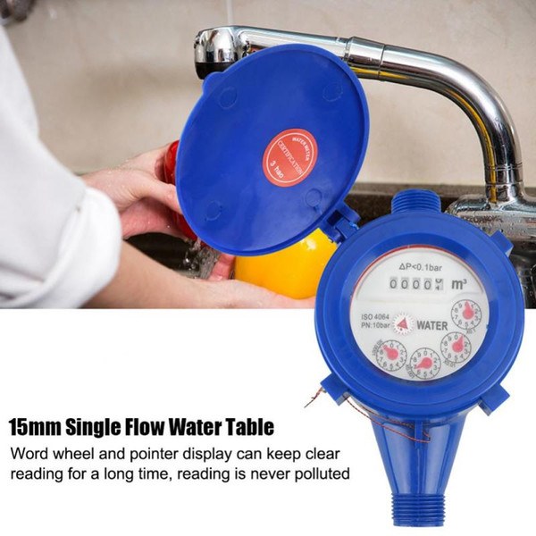 DN15 Garden Rotary Water Meter Plastic Cold Water Meter Single Flow Dry Table Measuring Tool