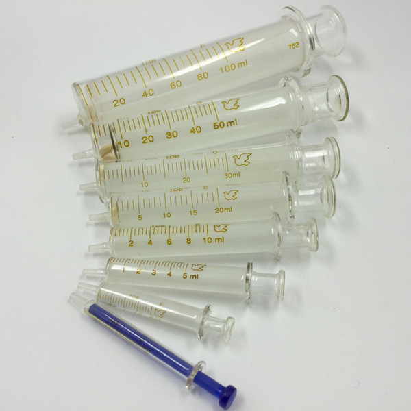 10ml 20ml 30ml 50ml 100ml Glass Syringe Standard Tip Injector Lab Glassware Recycling Sampler Glass syringe injector sampler free shipping