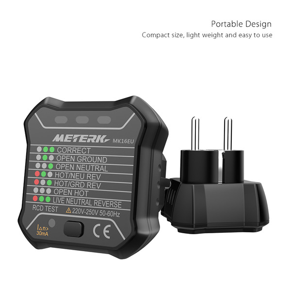 RCD Electric Socket Tester Automatic Neutral Live Earth Wire Tester Electric Circuit Polarity Detector Wall Plug Breaker Finder