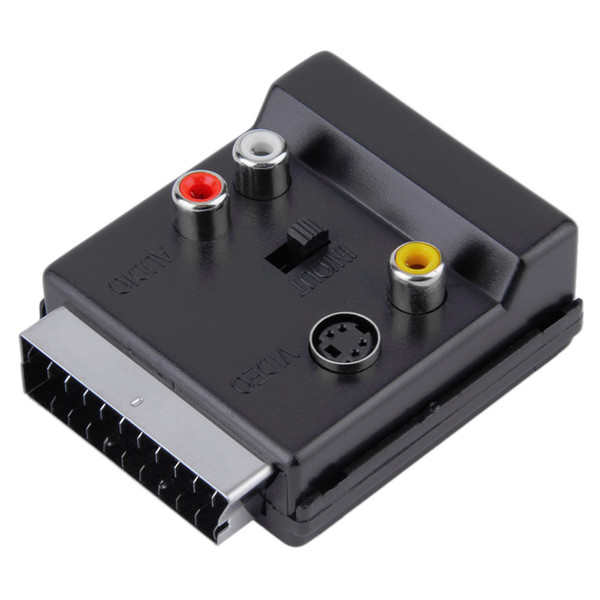 Switchable Scart Male to Female S-Video 3 RCA Audio Adapter Convector free shipping