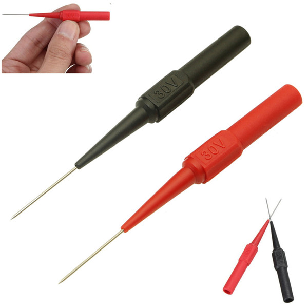 2pcs Copper Test Lead Probe Stainless Steel Needle 4mm Jack For Multimeter Tool Black/Red