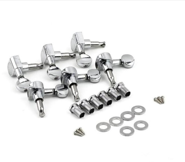 Accessories 6R Right 6L Left 3L+3R String Tuning Pegs Tuners Tuner Chrome Inline Guitar Machine Head Parts 6R Right DHL shipping