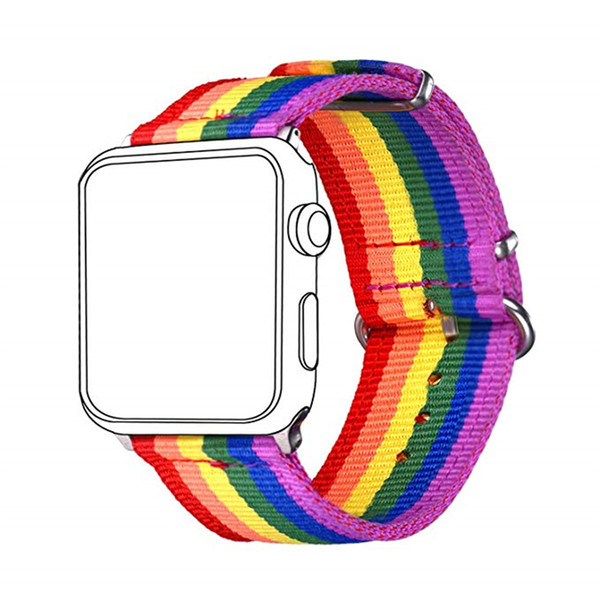 Compatible Rainbow Apple Watch Bands LGBT Comfortable Durable Sport Straps Compatible iwatch Series 4/3/2/1 38MM 42MM