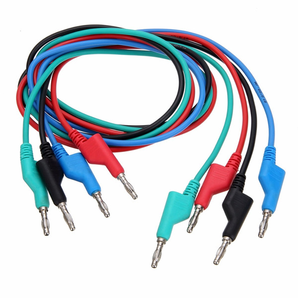 4pcs/set 1M 4mm Silicone Banana Plug Multimeter Test Cable Wires Lead Kits Laboratory Electric 4 Colors