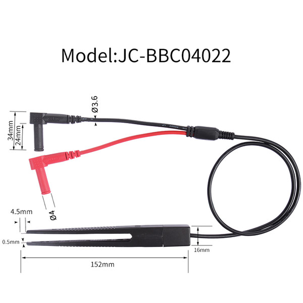 Elegant test probe tester with tweezer as testing tip for capacitor resistor and such small electronic components measurement