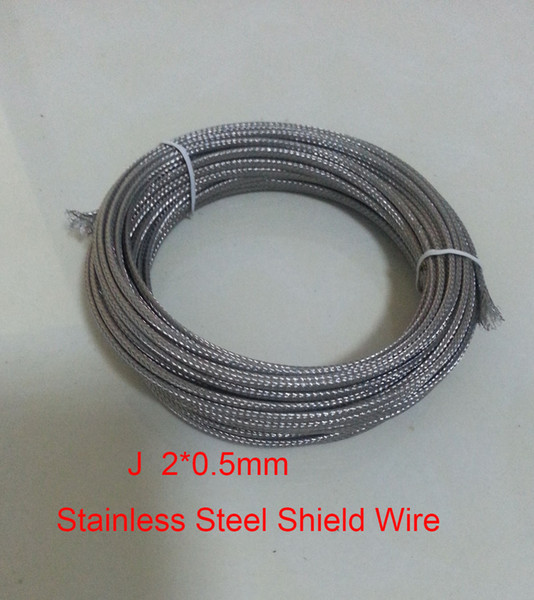 2*0.5mm J TypeFiberglass Coated Stainless Steel Shield Thermocouple wire, 10 meters / lot