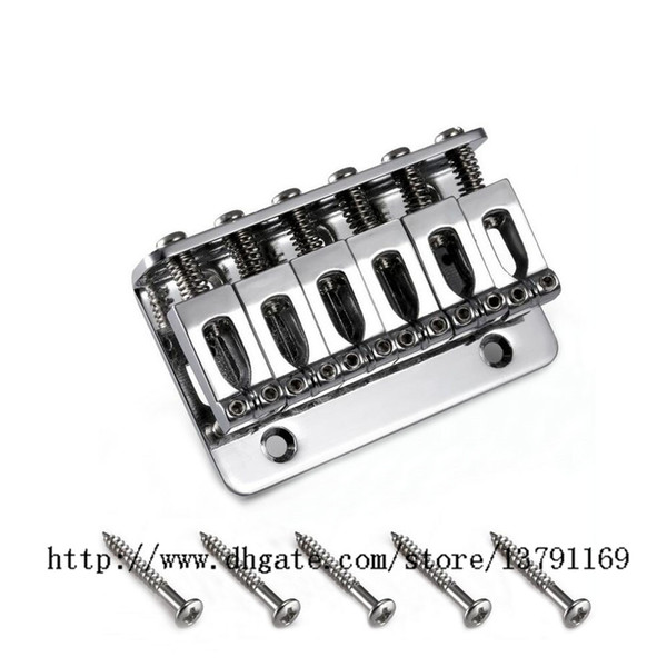 1pc Silver 6 Saddle Hardtail Bridge Top Load 65mm Chrome Guitar Parts Electric Guitar Bridge Adjustable with Screws