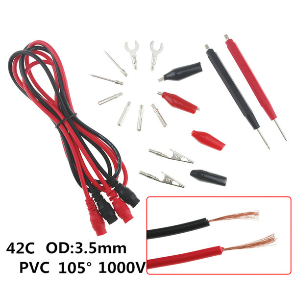 16pcs Multimeter Probe Set Multimeter Test Leads Silicone Universal Alligator Clip Probe Wire Pen Cable Multifunction Test Tool