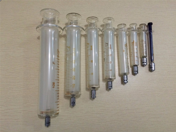 1-100ml Glass syringe Luer Lock Head injector sampler with ink High Quality 10ml /20ml free shipping