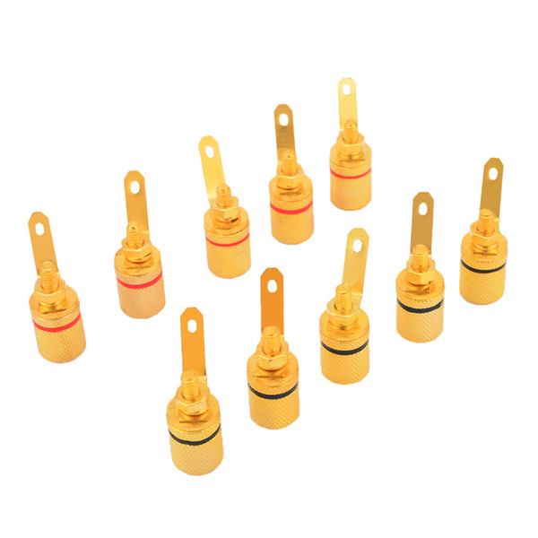 10pcs Gold Plated Audio Connector Binding Post Amplifier Speaker Cable Terminal Banana Plug Jack for 4mm Diameter Banana Plugs