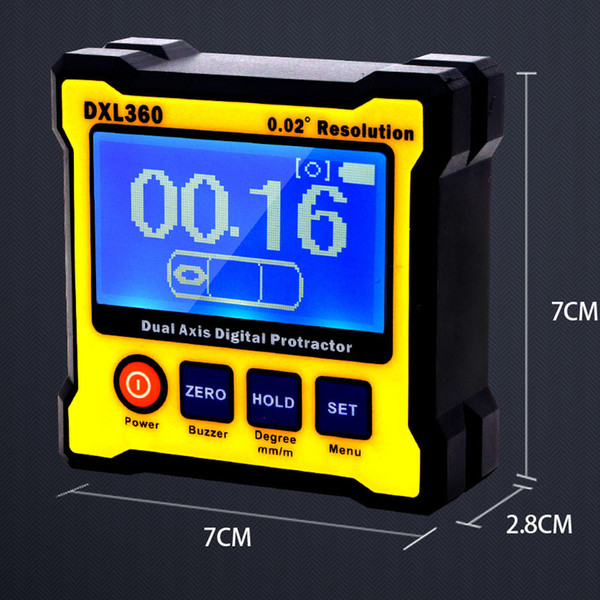 Freeshipping 50-60Hz DXL 360 Dual Axis Digital Angle Protractor with 5 Side Magnetic Base Digital Display Measurement Analysis Instruments