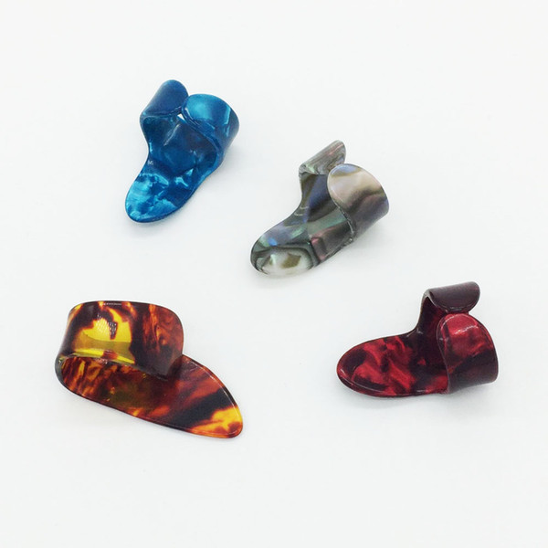 Celluloid Finger Guitar Pick Mediator 1 Thumb 3 Fingerpicks Shell Plectrum - Color Random