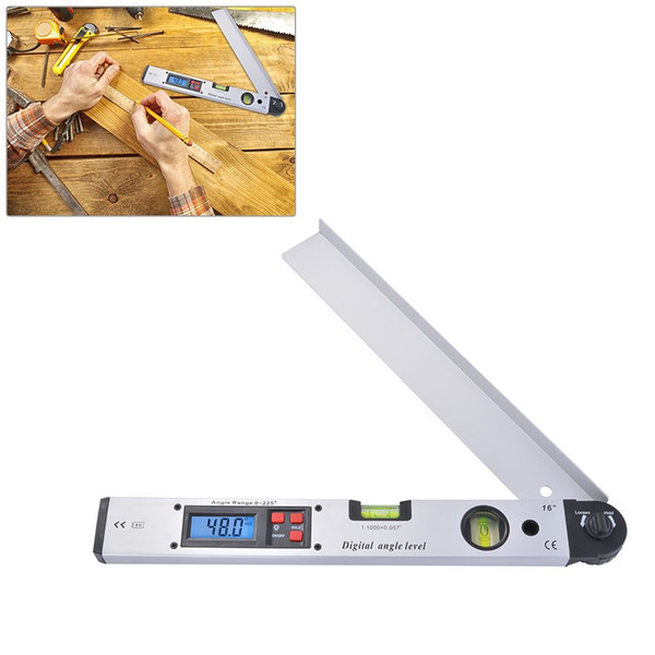 0~225degree LCD Digital Angle Finder Level Protractor Inclinometer Angle Meter Spirit Level Finder Gauge w/ Bag BI732