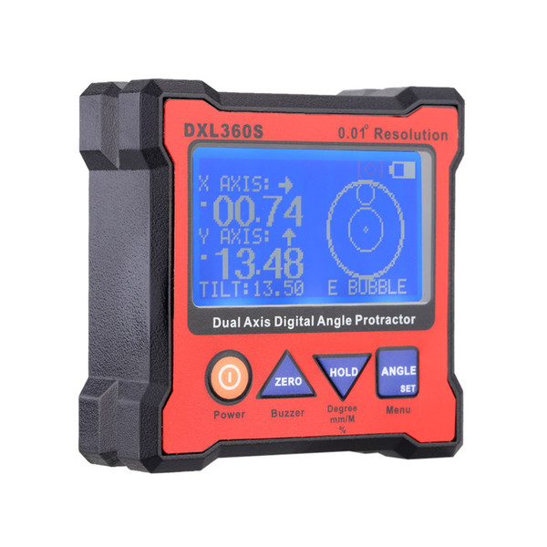 DXL360S Dual Axis Digital Angle Protractor High precision Dual-axis Level Gauge with 5 Side Magnetic Base 100-240V 50-60Hz