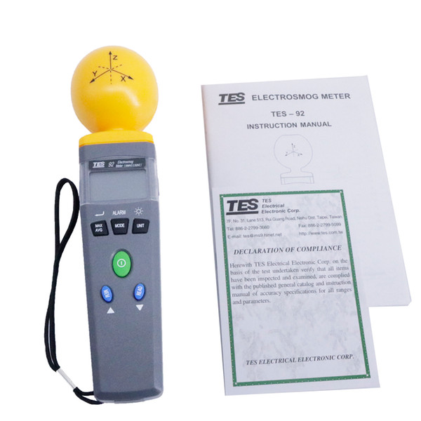 TES-92 Triaxial Data Logger Electromagnetic Meter Overload Limit 4.2W/m2 (40 V/m) Measurement Average Time 4s to 15 minutes