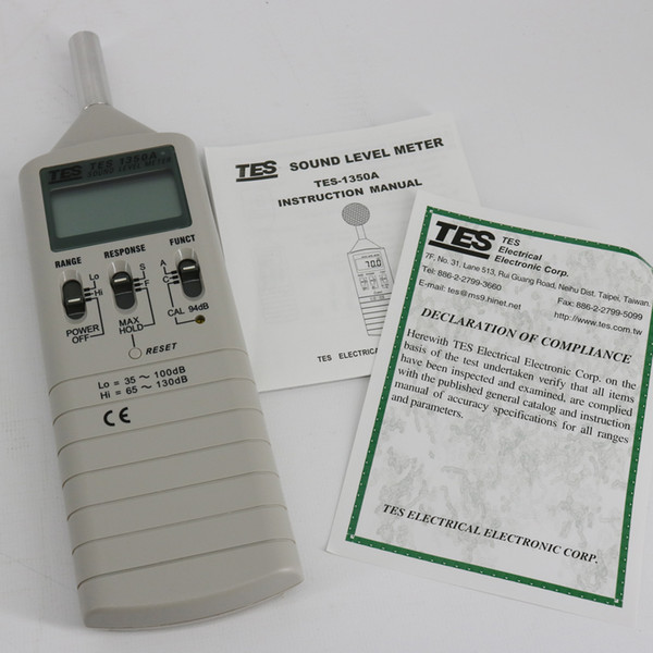 TES-1350A Digital Sound Level Meter TES 1350A 0.1dB Resolution Maximum hold function AUX OUTPUT JACKS