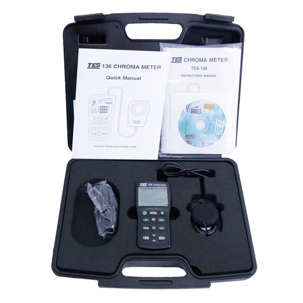 TES-136 Portable Chroma Meter 4-Digit LCD Reading Measure Tristimulus Values Chromaticity Color Difference Correlated