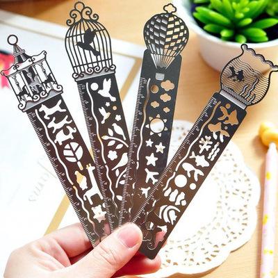 Korean Cute Creative Metal Straight Ruler Bookmark Hollow Rulers Stationery Office Accessory School Suppy Stationery